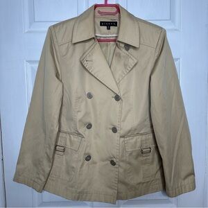 Giacca Trench Coat Double Breasted Classic Style Tan Size Medium